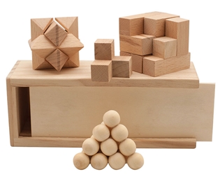 3-in-1 Wooden Puzzle Boxed Set 